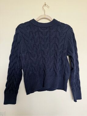 A New Day Navy Cable-Knit Textured Crewneck Sweater